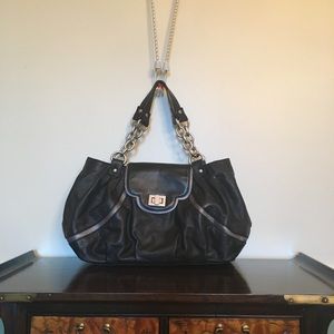 BCGBMaxAzria black leather chain strap purse